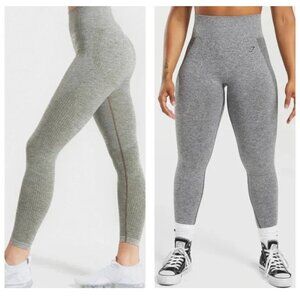 2 Pack Gymshark Leggings Bundle Large- Gray / Olive Gray